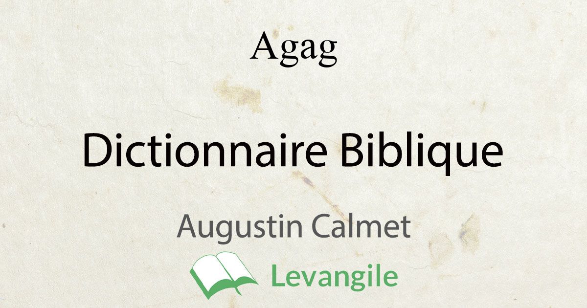 Agag Definition Du Dictionnaire Encyclopedique De La Bible De Augustin Calmet